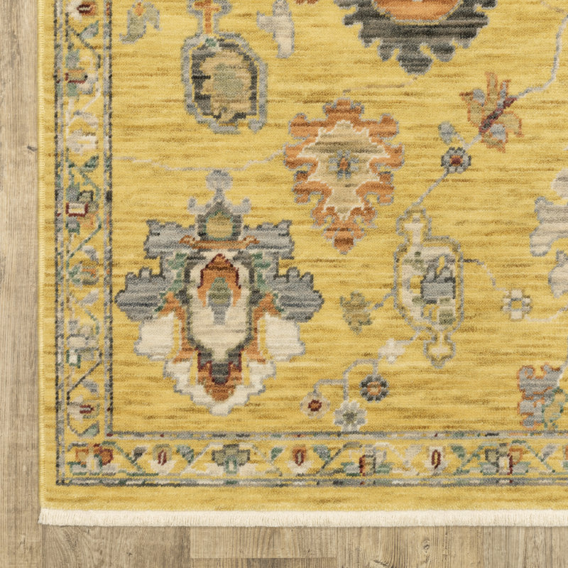 Elleanna Vintage Oriental Yellow/ Multi Area Rug, Rectangle 5'3" x 7'9"