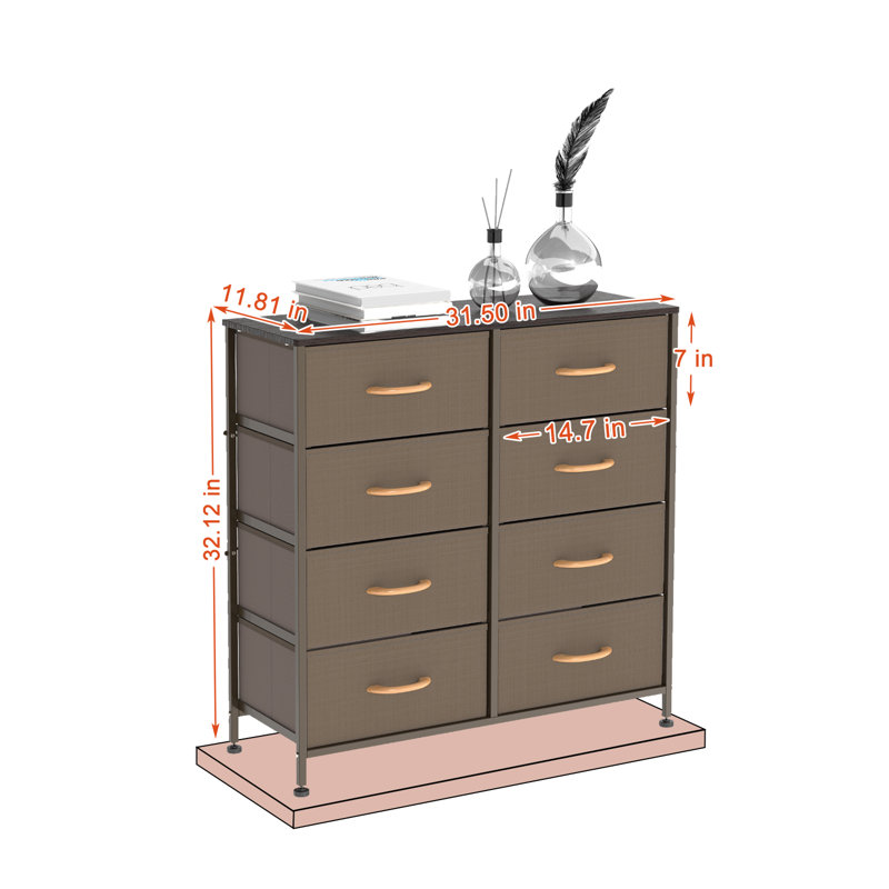 Commode 8 tiroirs Ylanzy, Brun