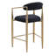 2 tabourets de bar modernes rembourrés en mousse, avec cadre en fer, noir et doré, pour la cuisine, style pub de style Mid-Century 2 pièces