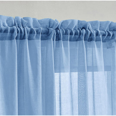 Sheer Window Rod Pocket Curtain Set 90" Inches Long (2 Panels)