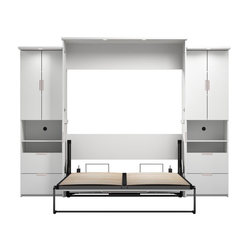 Lit escamotable avec bureau et armoires de rangement Oneybrook, Grand