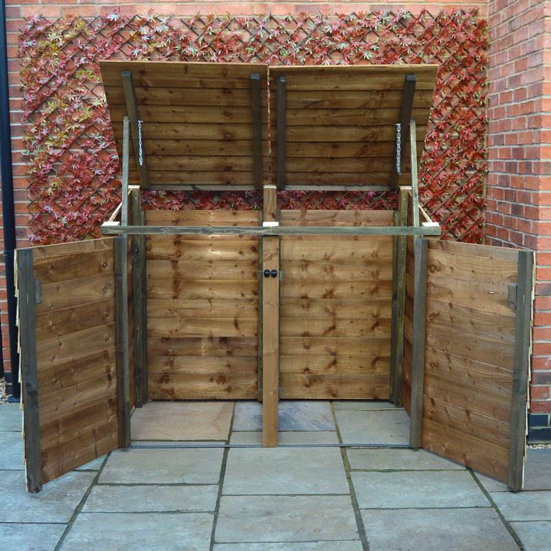 Elizabethtown Wooden Double Bin Store, Rustic Brown
