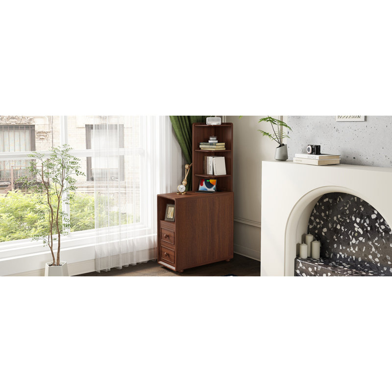 Table de bout avec tiroirs, table de coin avec tablettes ouvertes, grande table d'appoint pour chambre à coucher et coin (date prévue de livraison: 2025/4/16)