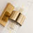 2-light Modern Brass Sconce With Ribbed Glass Shades