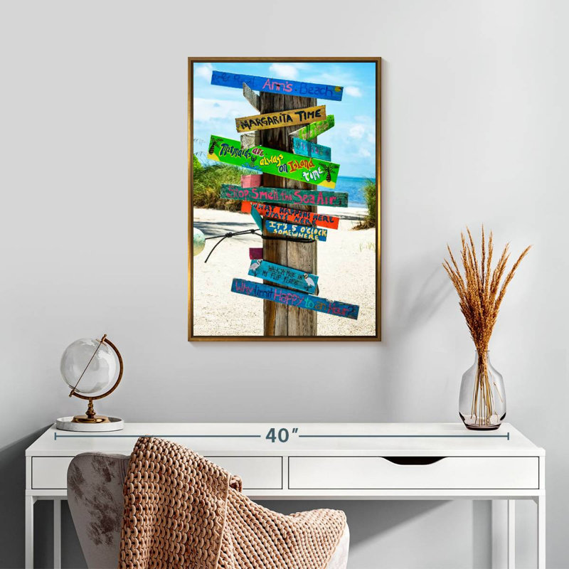 Panneaux de plage, Cadre flottant doré, 17 po x 25 po