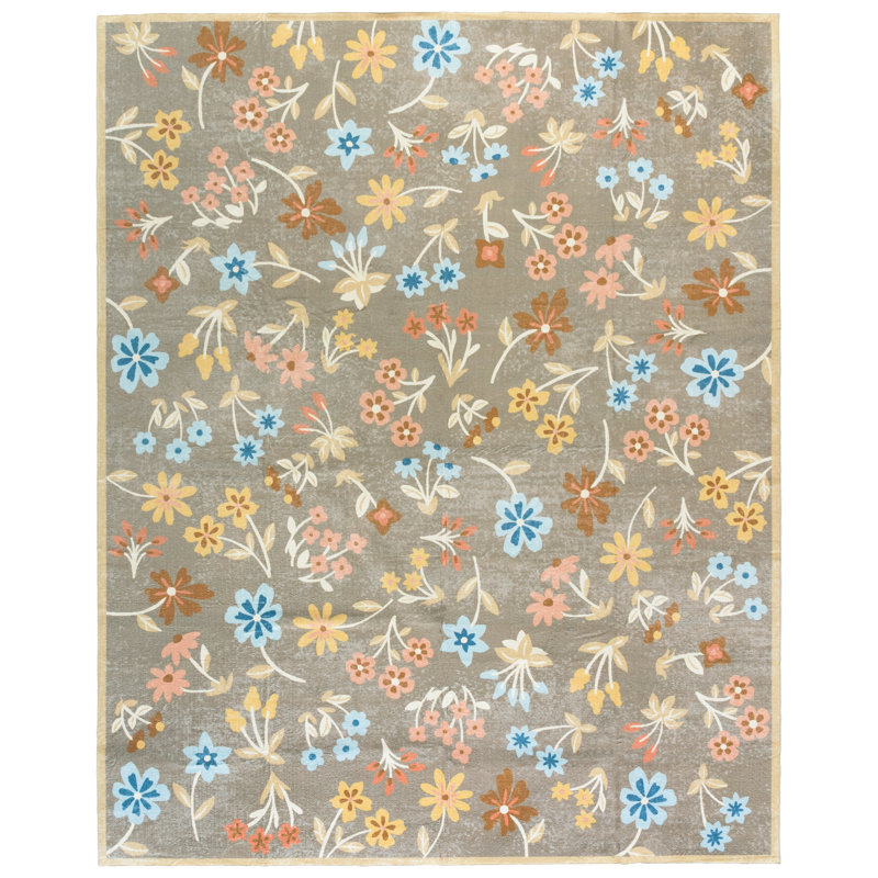 Msrw Floral 187 Performance Machine Washable Floral Rug, Rectangle 8' x 10'