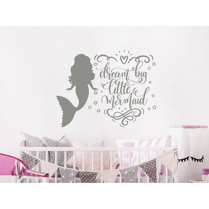 Autocollant mural Dream Big Little Mermaid, Argent/Gris