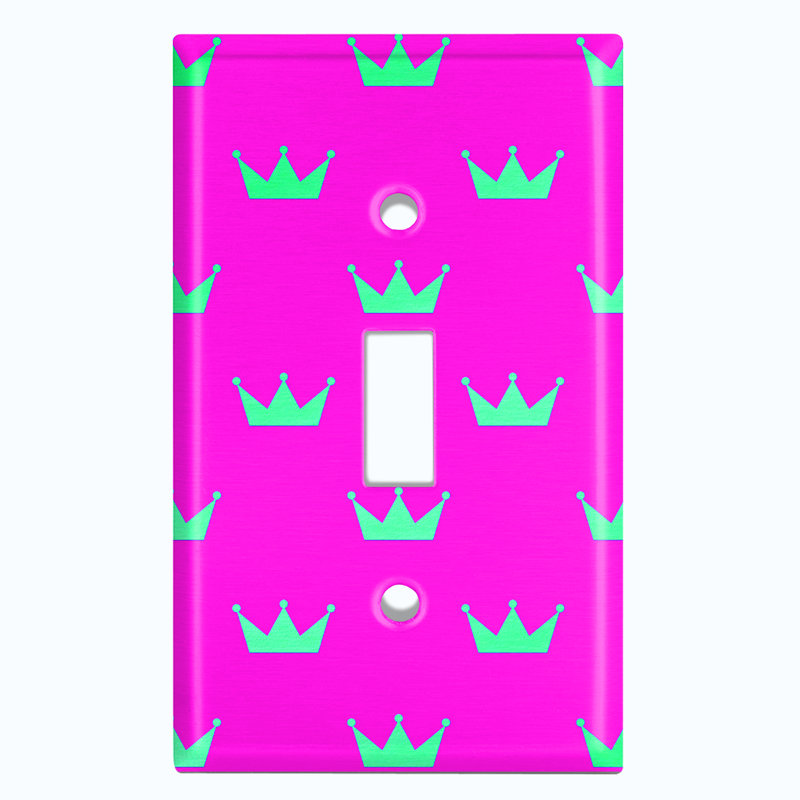 Green Crown Pink Patterned 1 - Gang Toggle Light Switch Standard Wall Plate