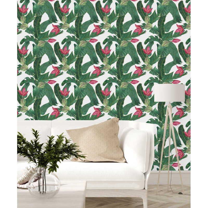 Panneau de papier peint feuilles Hiromoto, L 2,08 pi x L 10,42 pi