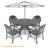 Patio Dining Set with Round Table , Blue Cushions Included-94516924