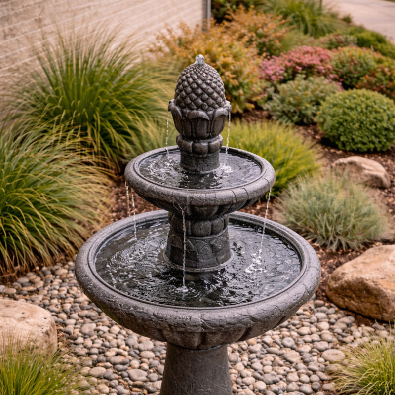 Weather Resistant Floor Fountain, Carbon Gray