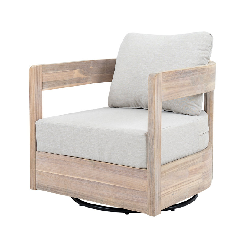 Fauteuil club pivotant en bois Telluride