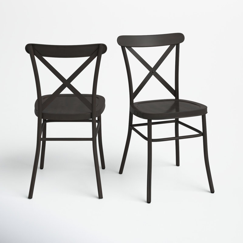 Aliha 18.51'' H Metal Side Chair, Antique Black