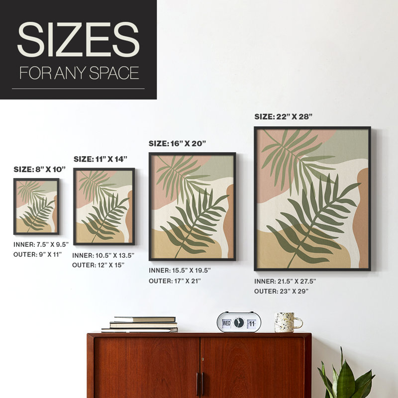 «Mid Century Palm II», Noir, noir, noir, noir, H 15 po x l 12 po