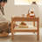 Burlywood Solid Wood + Glass + Rattan Rectangular Coffee Table-109025170