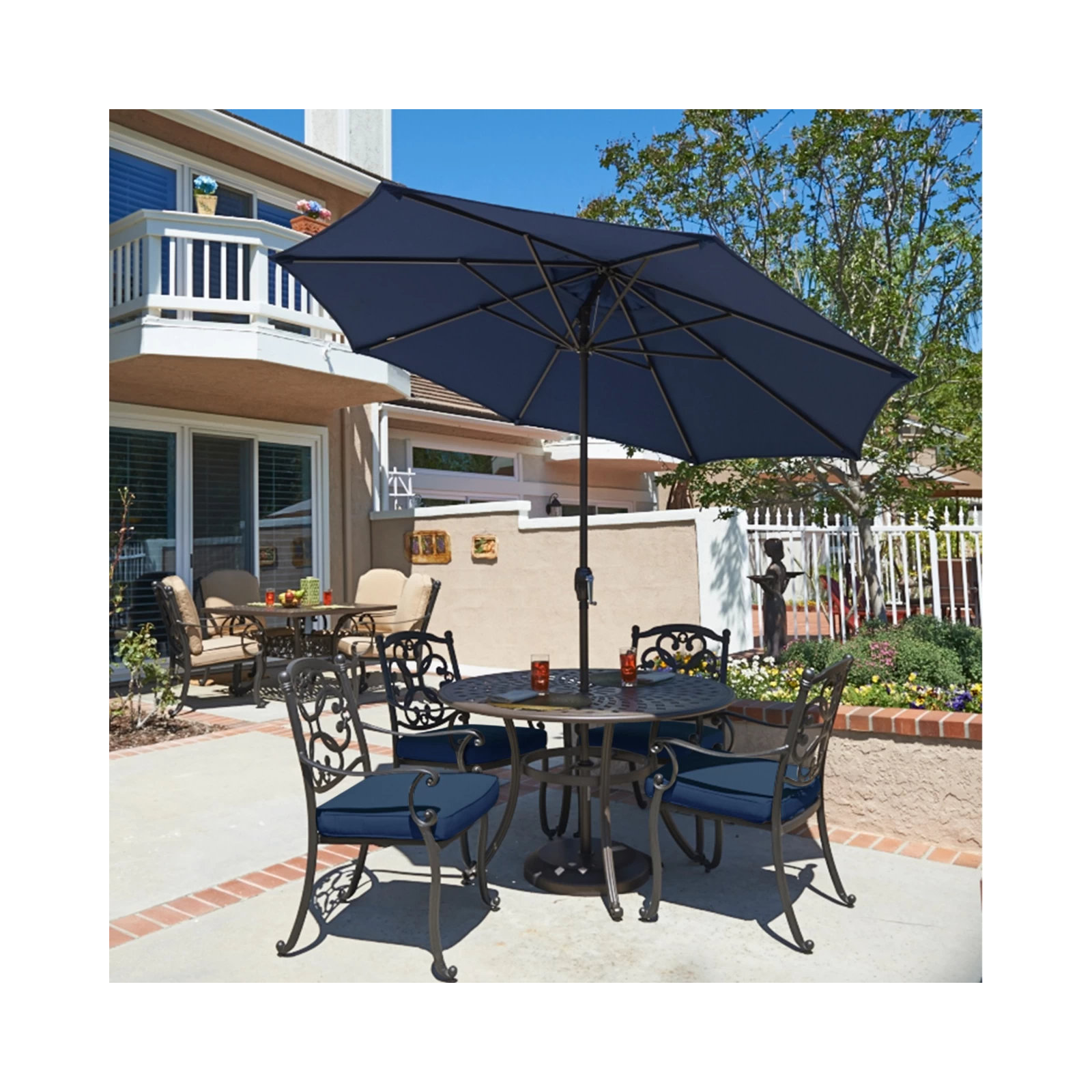 Stevie 108'' Outdoor Umbrella, Navy Blue- Olefin
