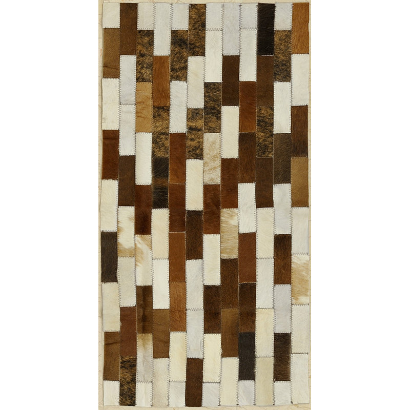 Rectangle 60 cm x 120 cm Geometric Leather Hand Woven Area Rug Set