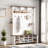Farmhouse 4-in-1 Hall Tree With 6 Hooks, Entryway Bench With Adjustable Shelves, 16 Open Compartments And A Side Umbrella Rack-114556069