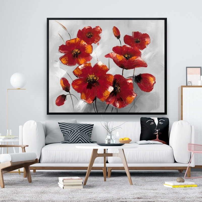 Anemone Flowers Print On Canvas, H 48 po x l 60 po