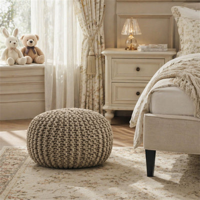 Knitted Cotton 20 x 20 Round Pouf