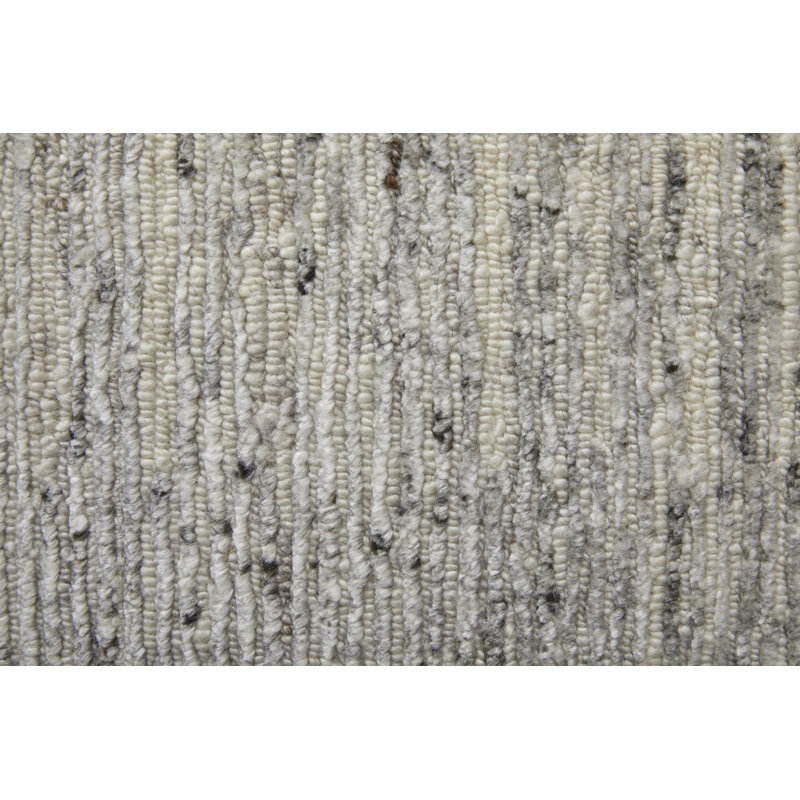 Brighton Handmade Wool Abstract Area Rug, Gray/Ivory, Rectangle 9'6" x 13'6"