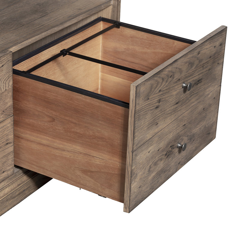 Arcadian Credenza Desk with Hutch and Built in Outlets