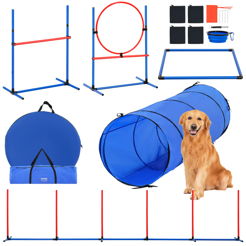 Ensemble de dressage d'agilité pour chien 5 PCS avec haies, Bleu