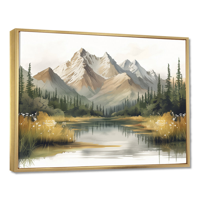 Alaska Winter River into Denali National Park II - Alaska, art mural, Toile avec cadre flottant or