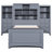 Gray Twin Size Wood Bed With Integrated Cabinet, 4 Smooth - Running Drawers On Each Side, And 12 Storage Compartments At Headboard For Elegant Bedroom Organization Solid Platform Vertical All In One