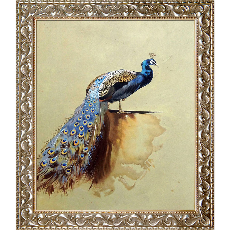 Peacock-cadre photo sur toile Luxury Line, Argenté/doré, H 29,5 po x l 25,5 po x P 2 po