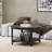Double-layer Solid Wood Round Coffee Table with Tempered Glass Top