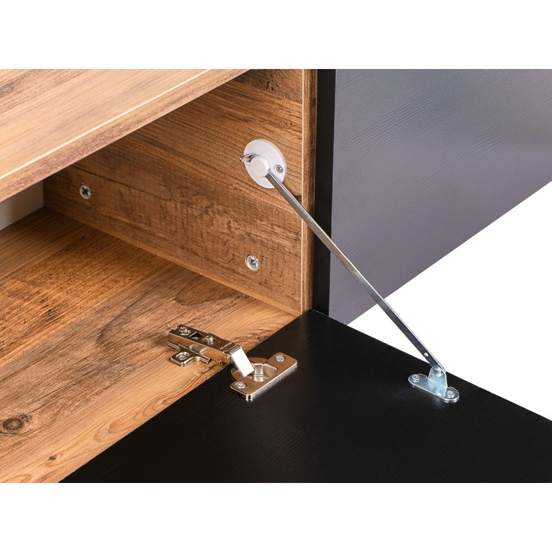 Wall Mounted TV Stand GLADSTONE, 30cm H x 140cm L x 40cm W, Brown/Black