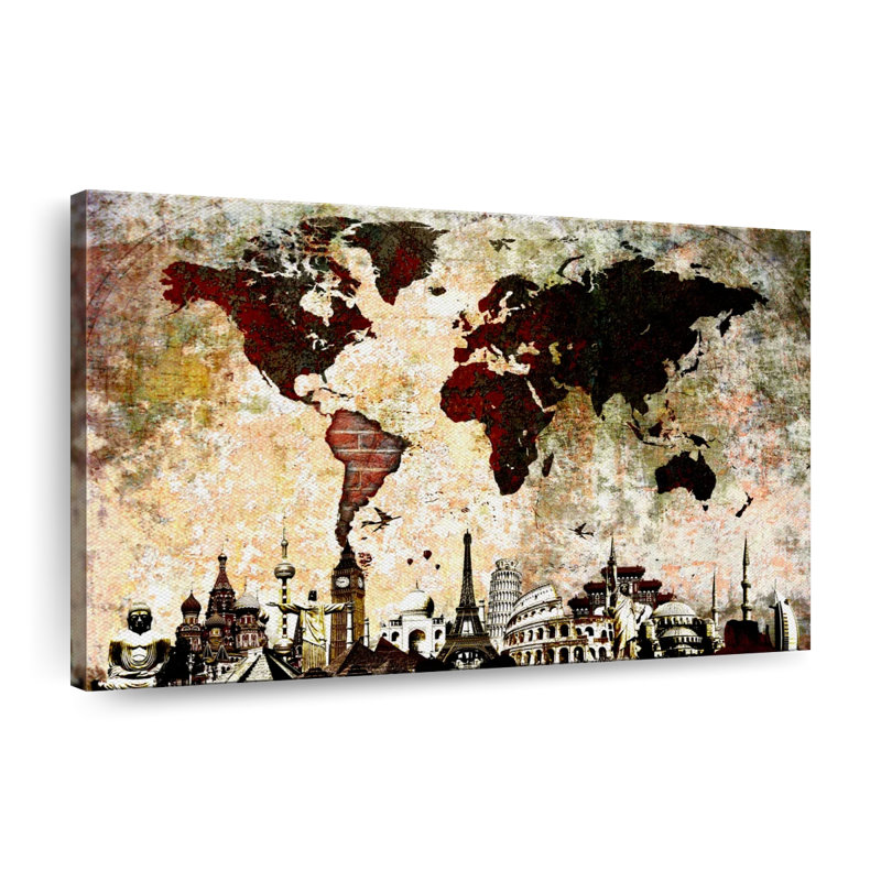 " Brick World Map ", 8" H x 12" W x 1" D