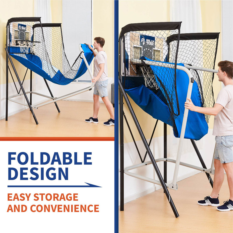 Lancaster Blue Foldable Steel Dual Basketball Game with LED Scoring