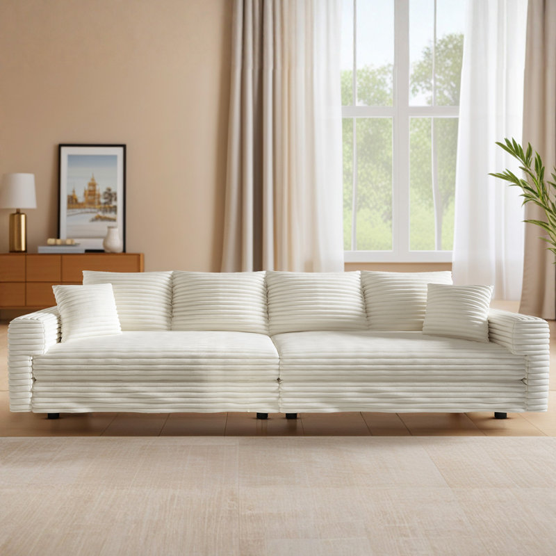 Canapé modulaire très long avec conversion de méridienne et 2 coussins décoratifs 103 po Almonte, Beige