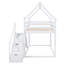 Lit mezzanine simple au dessus d'un lit simple ou lit superposé avec glissade et escalier, blanc-39262746