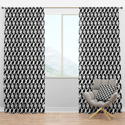 Panneau de rideau simple semi-diaphane avec passe-tringle Mid-Century