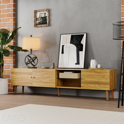 Meuble télé, moderne, 70 po, Mid-Century, avec rangement, centre de divertissement