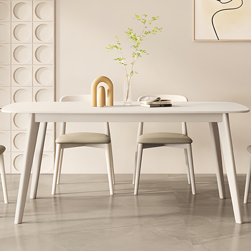 Table de salle à manger Wabi-sabi blanche, H 29,5 po x L 62,9 po x l 35,4 po