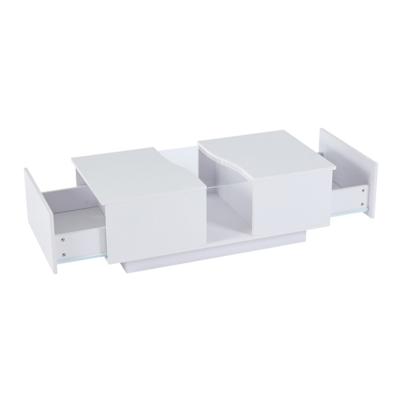 Pedestal Coffee Table with Storage, White