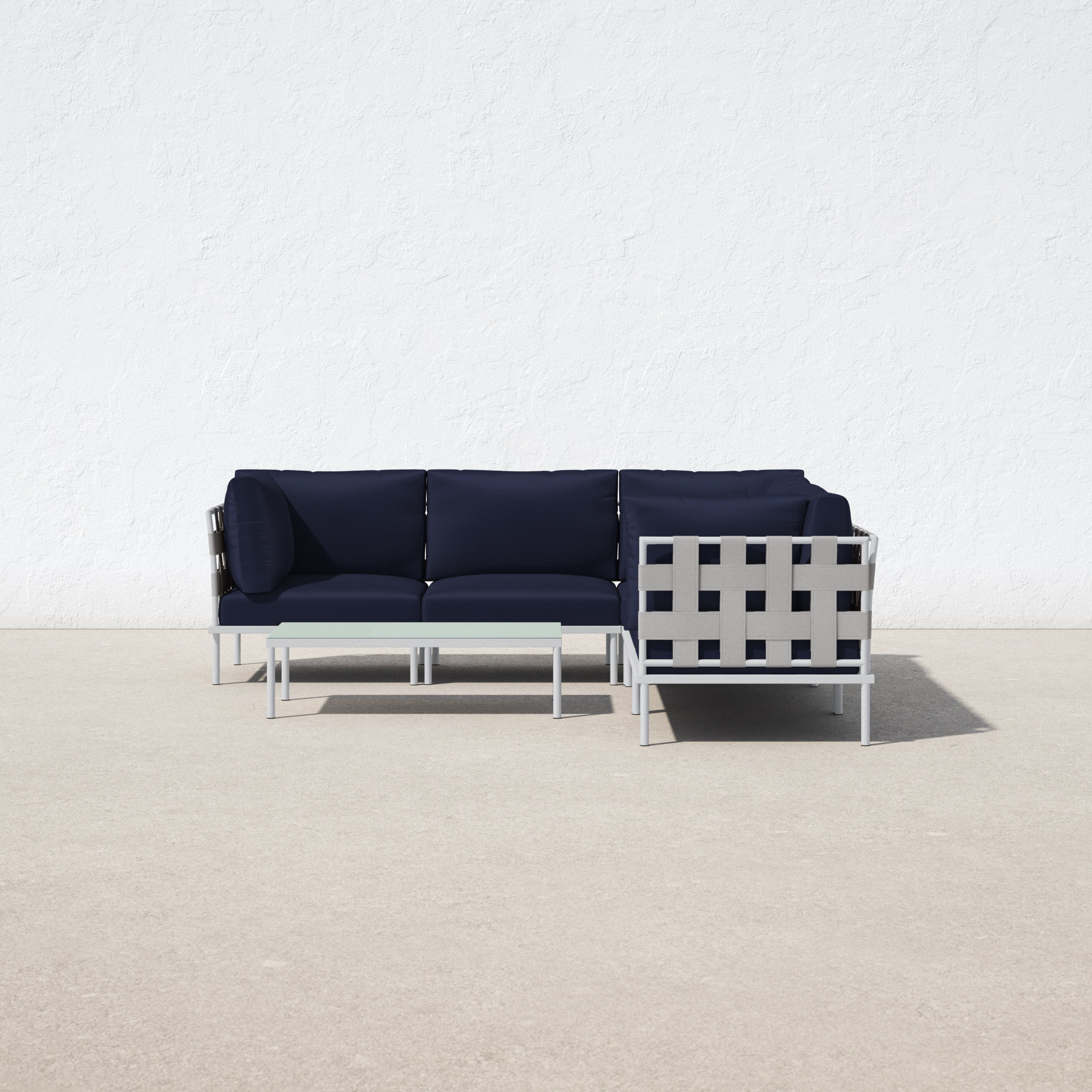 Harmony 6 Piece Outdoor Patio Aluminum Sectional Sofa Set, Navy