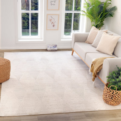 Tapis d'intérieur moderne à motif de branches Jordany, beige crème.