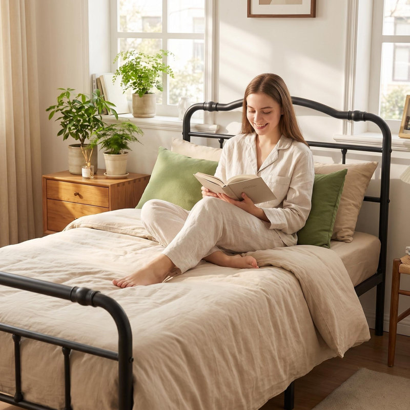 18" Full Size Bed Frame With Headboard & Footboard, Space-Saving No Box Spring Needed, Platform Bed With Sturdy Metal Frame, Black