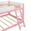 Grand lit superposé bas, lit superposé convertible en bois avec échelle réversible et garde-corps, rose et blanc-133682883-133682885