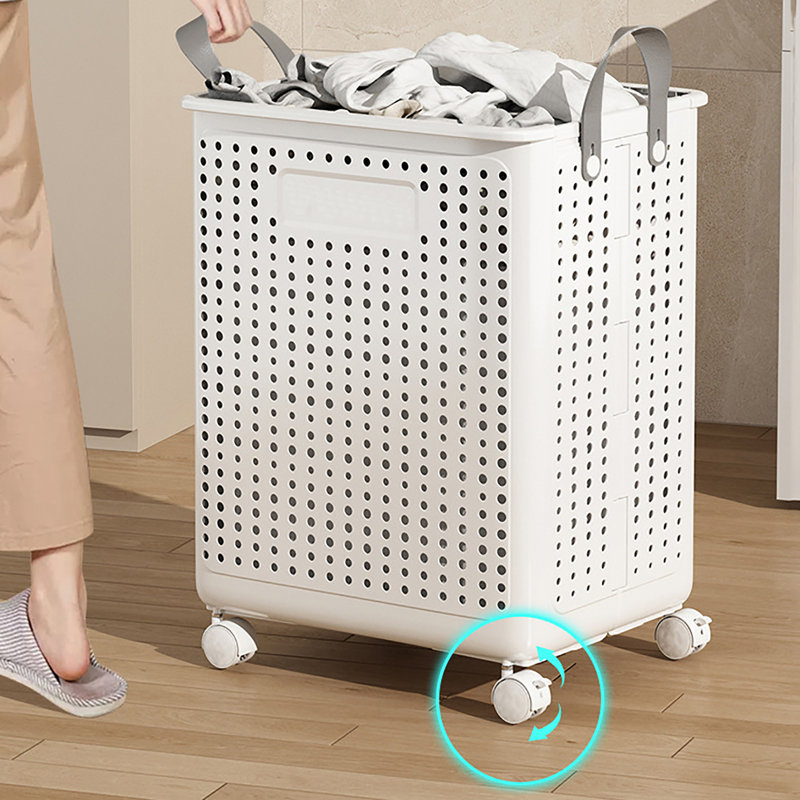 Plastic Rolling Laundry Hamper with Handles