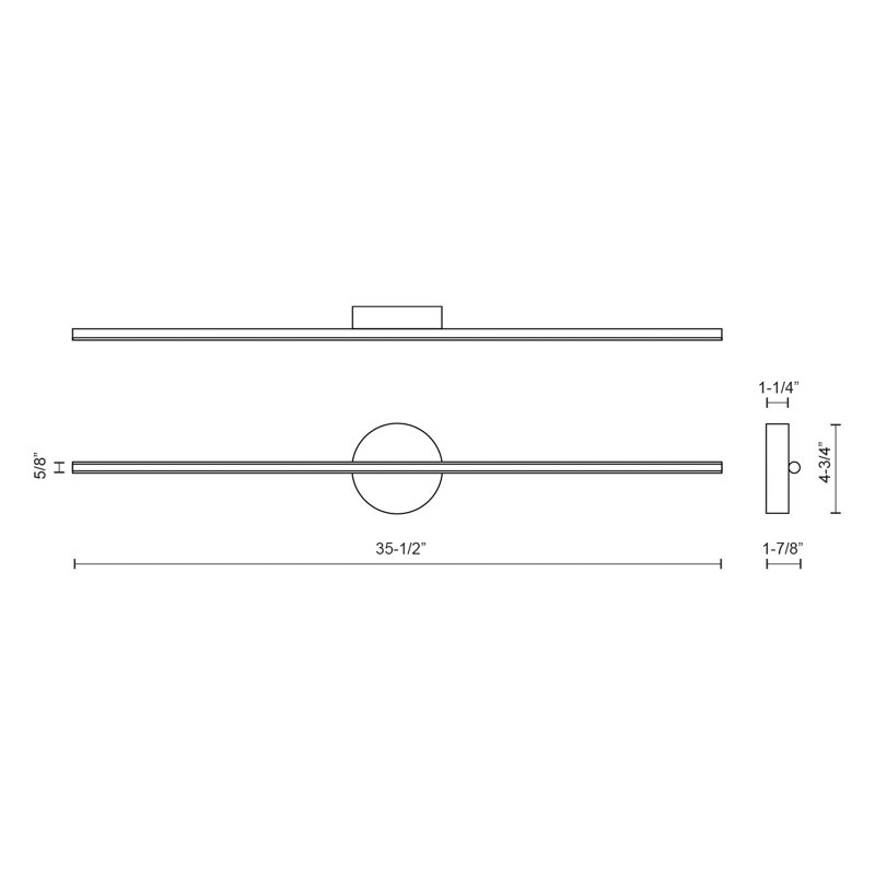 Chute 1 - Light LED Wallchiere, White, 4.75" H x 35.5" W x 1.875" D