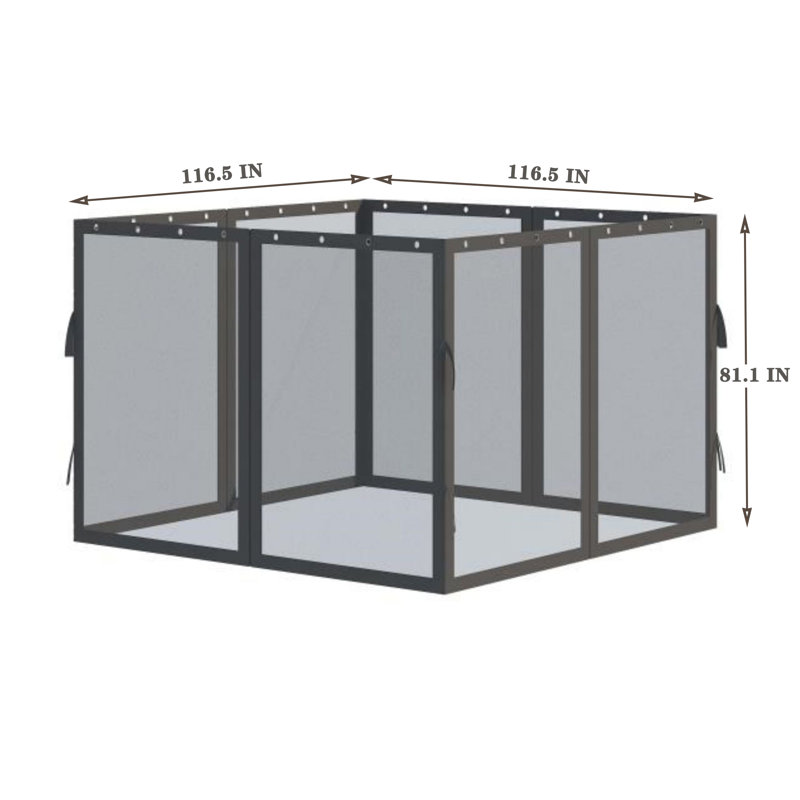 Sunny Yard Polyester Screen for Gazebo, Black