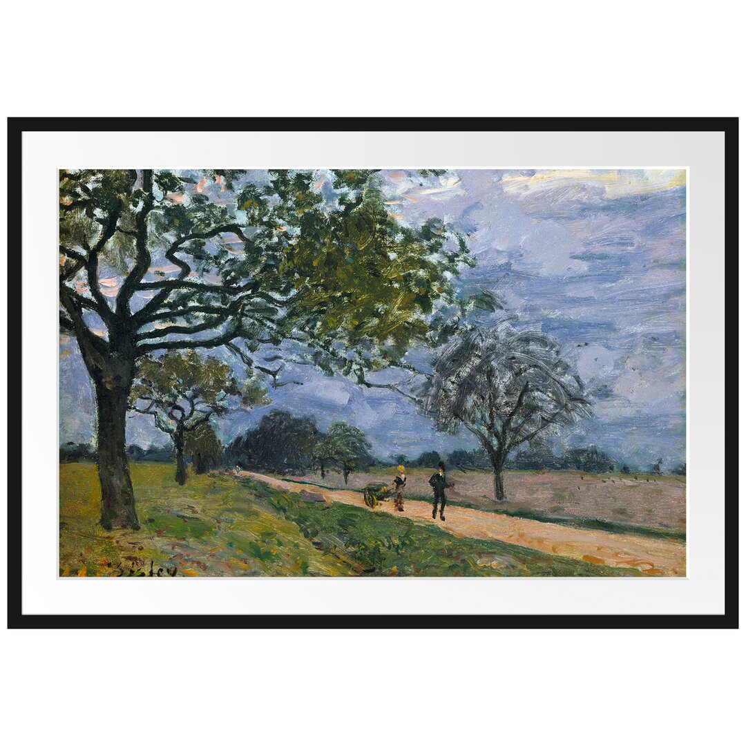 Gerahmtes Poster Der Weg von Versailles nach Louvecienne von Alfred Sisley