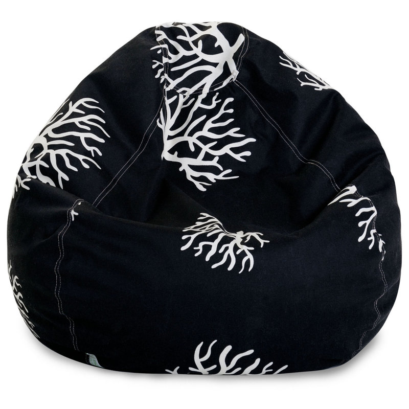 Polyester Outdoor Friendly Bean Bag Chair & Lounger, Polyester Black, 23" H x 35" W x 35" D
