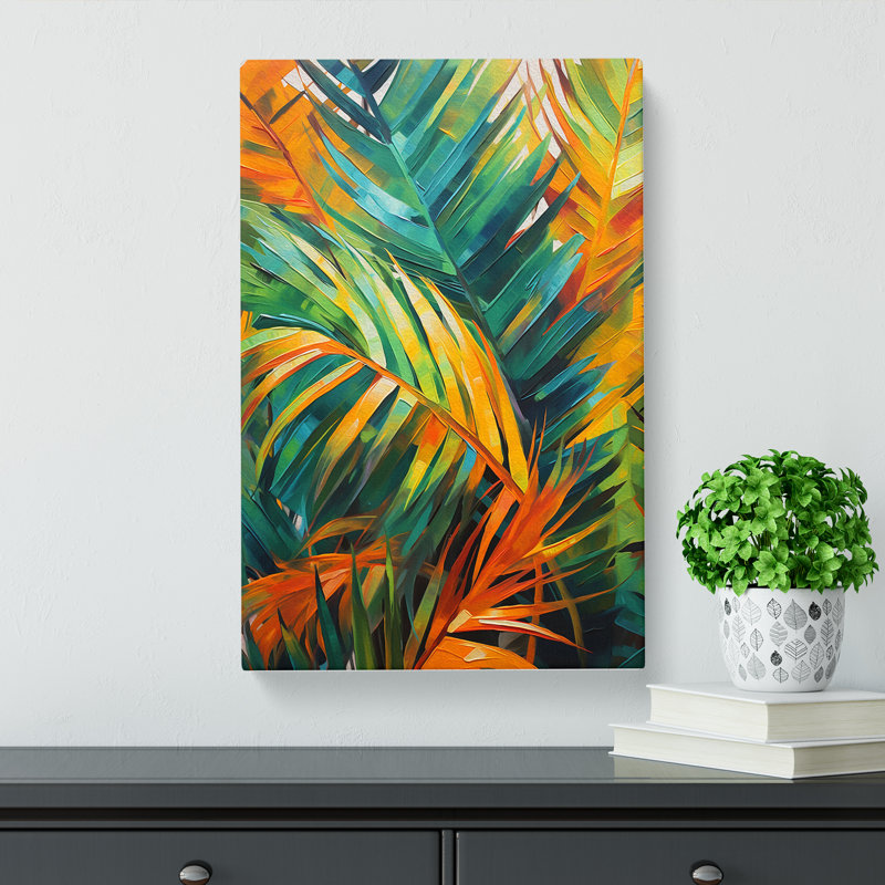 Palm Leaf Action - Wrapped Canvas, 76cm H x 50cm W x 3cm D